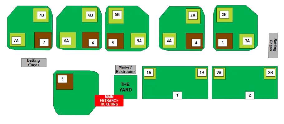 Scheels Sports Park's indoor court map showing volleyball courts and basketball courts